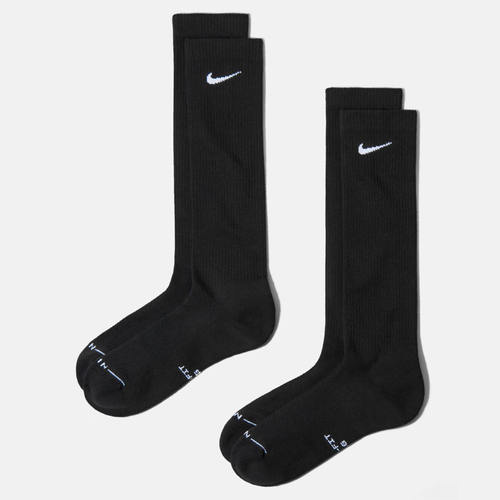 Nike耐克运动袜男女长筒袜黑色棉袜透气吸汗2双装HQ8510-100