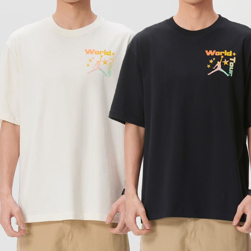 Nike耐克短袖T恤男宽松圆领印花运动上衣黑白色IF3156-010-110