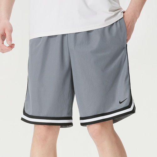 Nike耐克运动短裤男灰色网眼透气篮球裤侧边条纹训练裤FN2652-065
