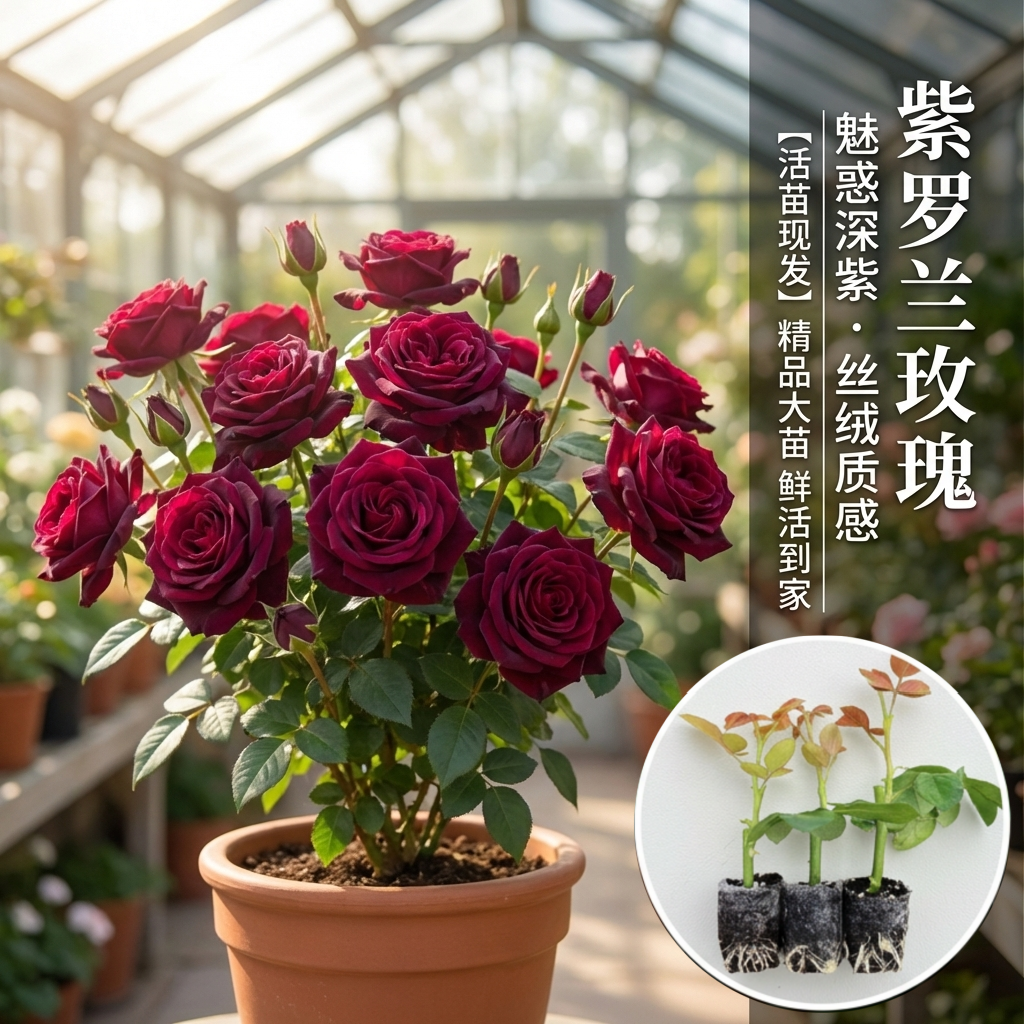 紫罗兰玫瑰花大苗盆栽阳台庭院地栽四季大花淡香玫瑰月季小苗
