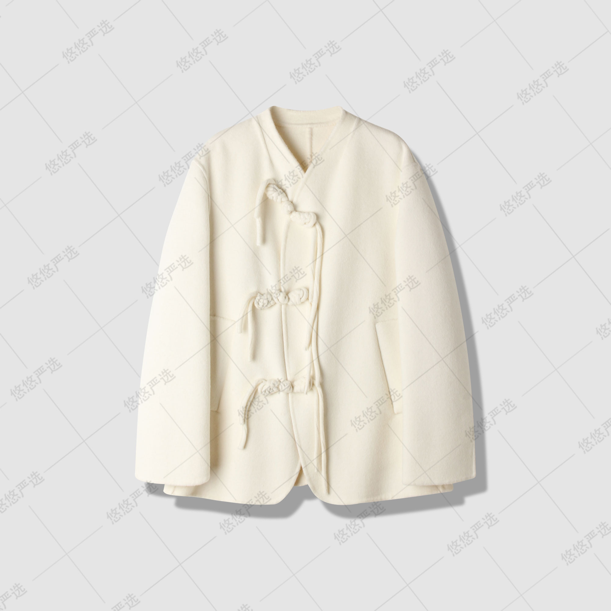 【悠悠粉丝专享】国风系列 盘扣中长款女式羊毛大衣