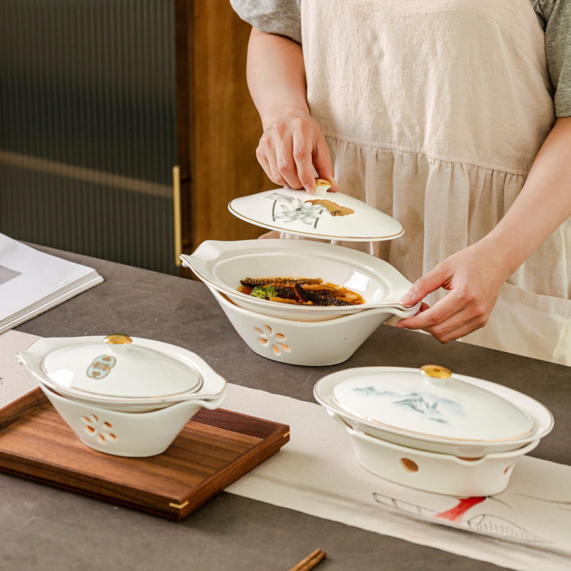 新中式酒店陶瓷海参鲍鱼椭圆翅盅餐厅会所保温河豚辽参餐具位上盅,餐饮具,盘,淘宝优惠券,粉丝福利购,淘宝优惠卷