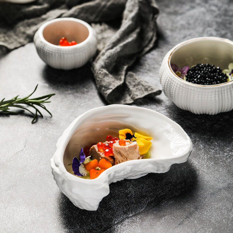 创意高档陶瓷分子料理菜特色生蚝海胆碟酒店会所餐厅异形位上餐具,餐饮具,碟,淘宝优惠券,粉丝福利购,淘宝优惠卷