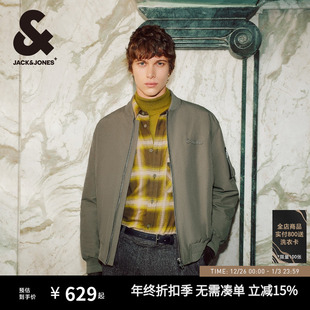 潮百搭休闲字母贴布宽松棉衣棒球领棉服 时尚 杰克琼斯男装 秋冬新款