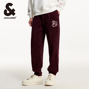 杰克琼斯男装潮流本命年束脚休闲卫裤酒红色裤子男款男士2025年秋