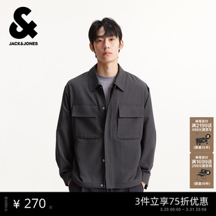 长袖 杰克琼斯男装 领纯色款 夹克2026年潮流百搭宽松衬衫 外套 春季