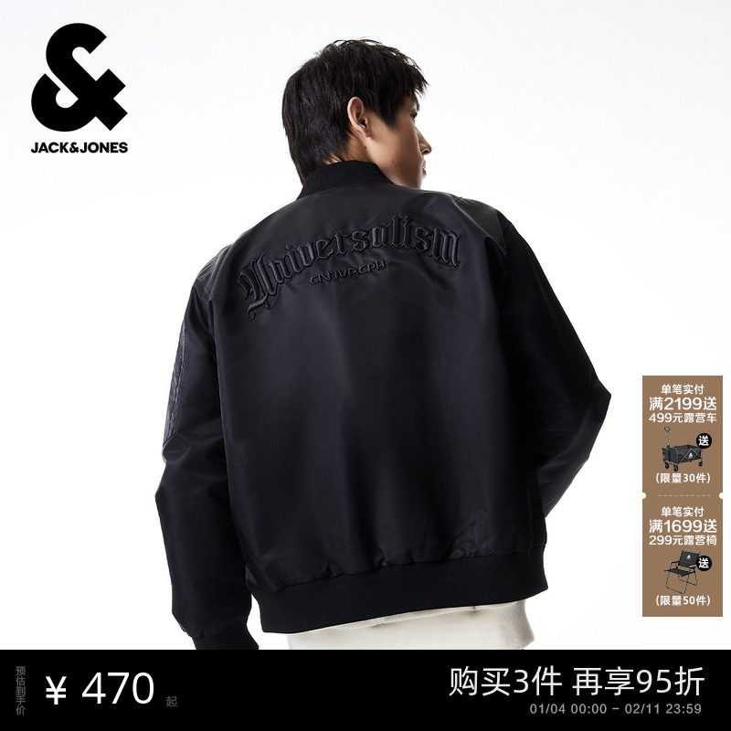 杰克琼斯男装士飞行员夹克25年休闲复古棒球服外套短款上衣服秋季