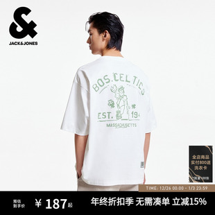 T恤凯尔特人队胶印图案舒适百搭潮流短袖 杰克琼斯NBA联名秋季 男装