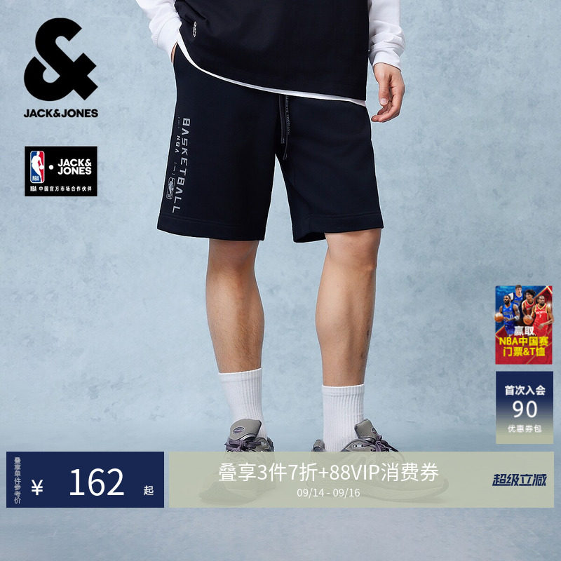 【NBA联名款】杰克琼斯男装夏季新款纯色运动卫裤宽松印花短裤潮图片
