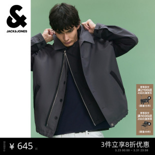 商务休闲通勤假两件宽松翻领行政夹克外套 新款 杰克琼斯男装 春季