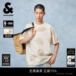 重磅纯棉圆领宽松短袖 春夏新款 杰克琼斯男装 T恤 NBA联名湖人队