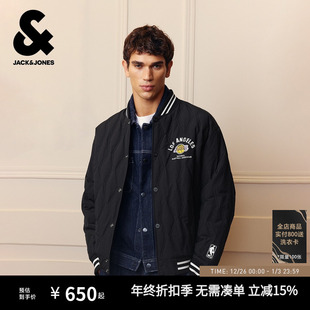 杰克琼斯NBA联名洛杉矶湖人队男装 贴布棒球领上衣 羽绒服秋冬新款