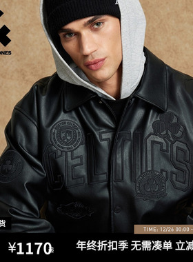 [商场尖货]杰克琼斯NBA联名波顿凯尔特男棉衣冬季新款翻领外套