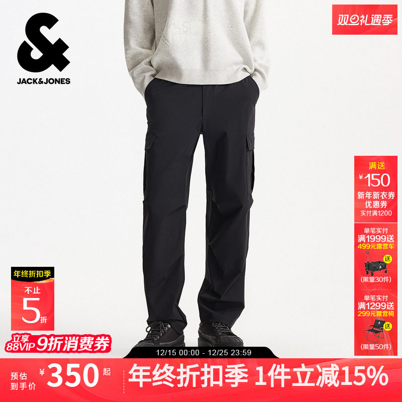 杰克琼斯男装休闲裤宽松版型刺绣设计工装口袋秋季男装长裤子男款