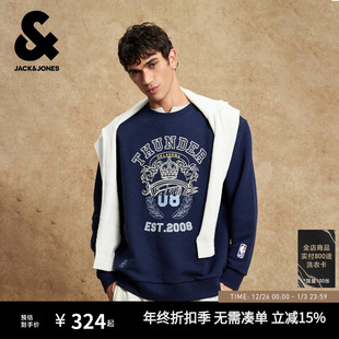 卫衣字母印花纯棉上衣 冬季 杰克琼斯NBA联名雷霆队2025新款 男装