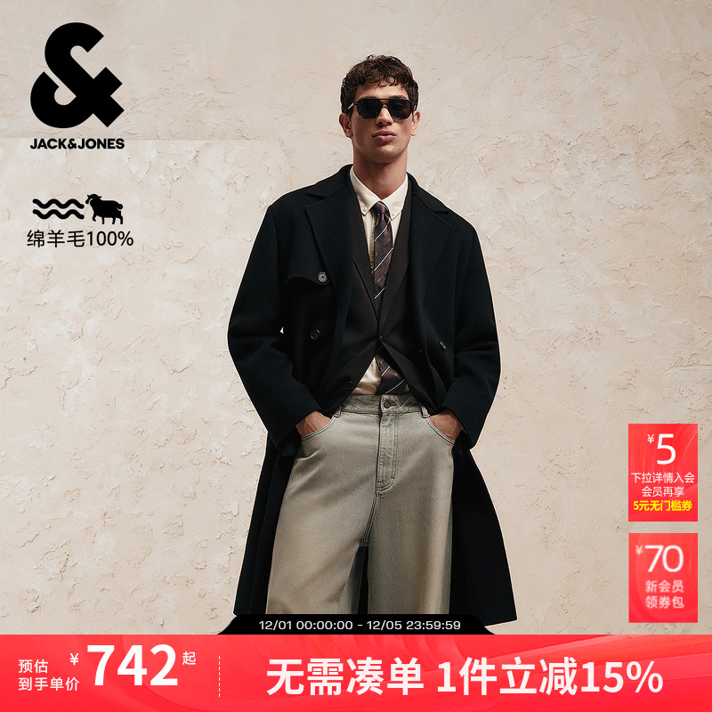 常规版型；纯羊毛面料；双排扣门襟；平驳领