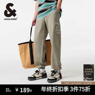子男士 字母刺绣纯棉潮宽松束脚休闲长裤 2025年秋 新款 杰克琼斯男装