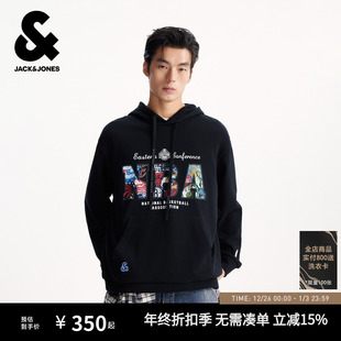 潮休闲连帽男款 宽松卫衣NBA联名时尚 秋冬外套落肩袖 杰克琼斯男装