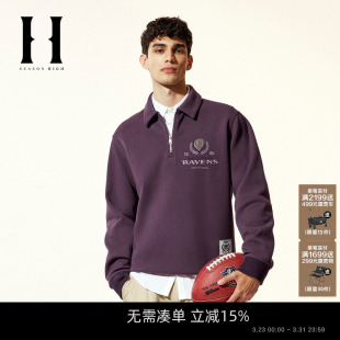 男装 卫衣翻领半拉链门襟撞色长袖 NFL联名乌鸦队25春季 SEASONHIGH
