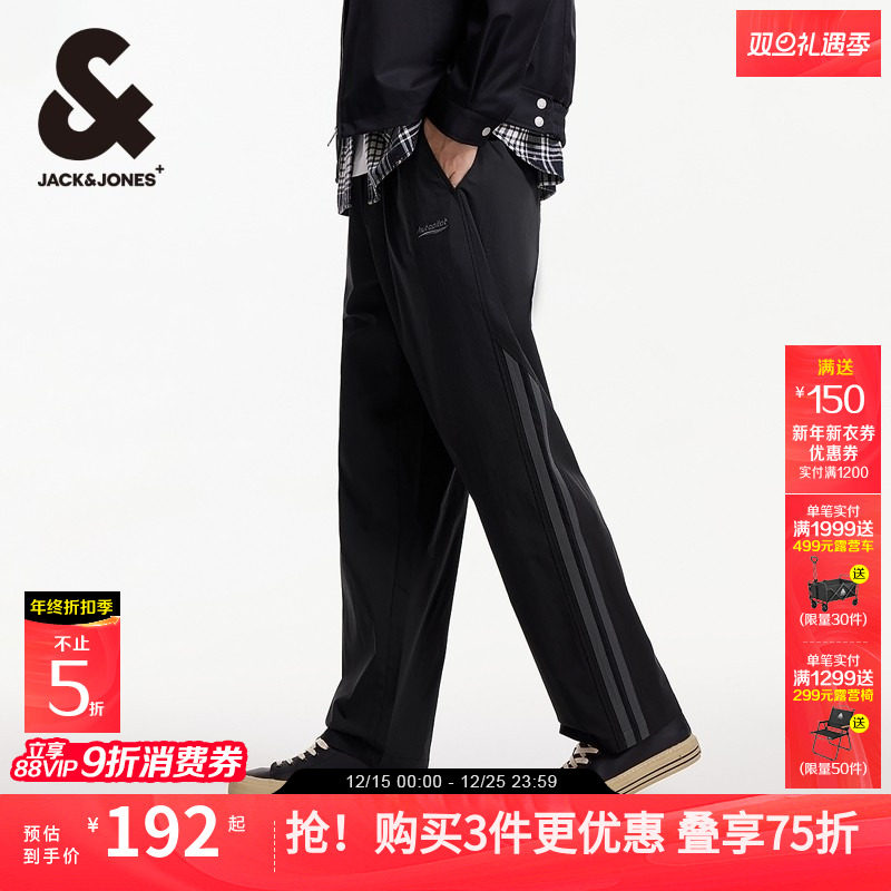 杰克琼斯男装新品宽松阔腿机车风织带伞兵裤休闲裤长裤子秋季男款