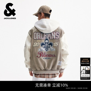 春季 可拆卸连帽棉服复古运动风外套 鹈鹕队男装 杰克琼斯NBA联名款