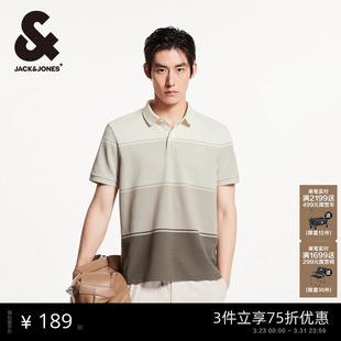 新款 士春季 25翻领T恤高级撞色拼接翻POLO衫 短袖 杰克琼斯男装 款 式