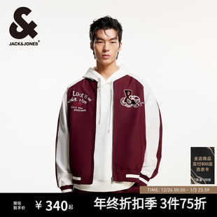 夹克外套款 杰克琼斯男装 本命年略宽松潮25年撞色插肩袖 新款 春秋季