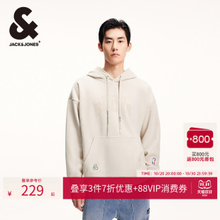 杰克琼斯男装秋季新款NBA联名雄鹿队篮球男款oversized连帽卫衣潮