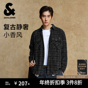 外套长袖 杰克琼斯男装 衬衫 新款 格子衬衣夹克小香风情侣痞帅潮 秋季
