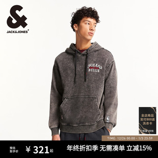 杰克琼斯男装 25年新NBA联名公牛队篮球舒适连帽水洗做旧卫衣秋冬