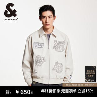 杰克琼斯男装 刺绣贴布外套上衣225321039潮 士生NBA联名男夹克时尚