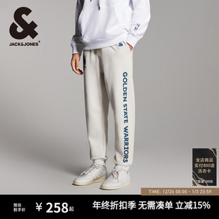 裤 男男装 子 NBA联名勇士队篮球子母胶印束脚休闲裤 杰克琼斯秋新款