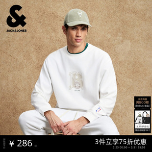 杰克琼斯NBA联名雄鹿队2026年潮流男装 卫衣圆领字母上衣 春季