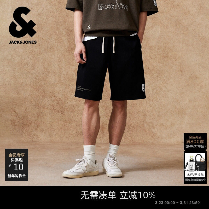 杰克琼斯NBA联名春夏季男装短裤廓形裤子两侧插袋后侧皮标时尚潮