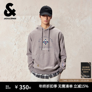 上衣 NBA联名抽绳连帽做旧长袖 杰克琼斯男装 秋冬卫衣2025年新款