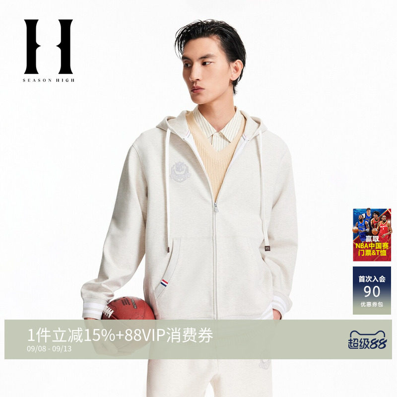 SEASONHIGH男装NFL联名秋季卫衣2026年潮流抽绳连帽刺绣字母外套图片