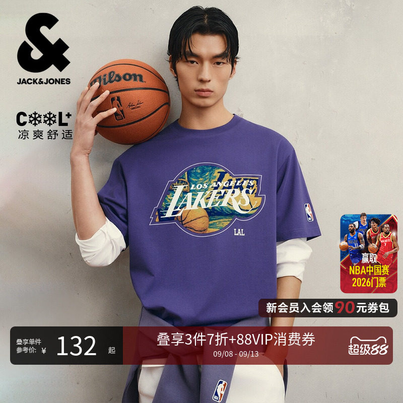 杰克琼斯湖人联名凉感男短袖T恤图片