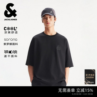 T恤纯色打底衫 夏立体LOGO印花短袖 杰克琼斯男装 宽松 凉感速干