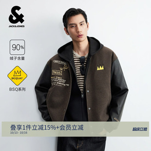 【BSQ联名羽绒服】杰克琼斯冬季男装新款撞色刺绣棒球领潮流外套
