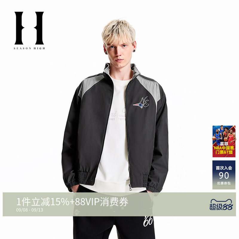 SEASONHIGH秋季NFL联名链条绣字母复古撞色舒适时尚夹克外套男装图片