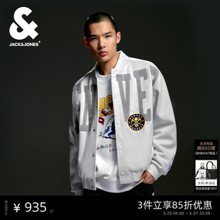 刺绣棒球领宽松外套上衣 新款 杰克琼斯NBA联名掘金队男装 夹克春季
