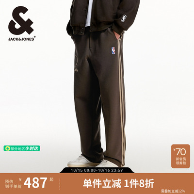 杰克琼斯NBA联名款凯尔特人队秋季新款字母刺绣宽松卫裤长裤男款