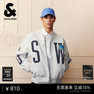 杰克琼斯NBA联名金州勇士球队男装夹克春季时尚潮宽松棒球领外套
