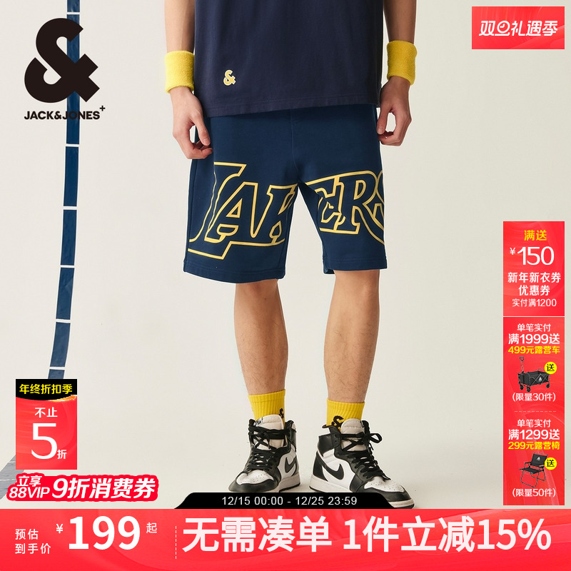 杰克琼斯NBA联名湖人队运动印花短裤篮球男装休闲潮男短裤子秋季