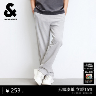 杰克琼斯男装卫裤春季新款经典休闲纯棉舒适松紧抽绳运动直筒裤子