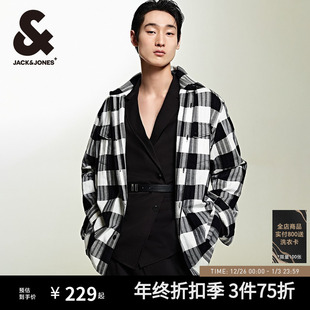 秋季 格纹衬衫 新款 出街宽松长袖 外套 纯棉舒适潮流时尚 杰克琼斯男装