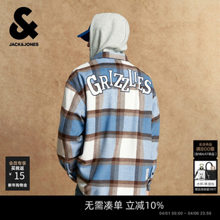 杰克琼斯男装 NBA联名款 灰熊队 外套精致刺绣百搭连帽 春衬衫