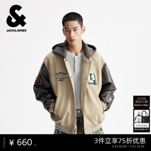 NBA联名雄鹿队男春季 杰克琼斯男装 棉衣连帽225409022 商场爆款