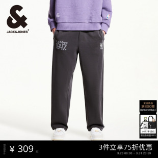 NBA联名款 长裤 湖人队春季 立体刺绣宽松舒适卫裤 新款 杰克琼斯男装