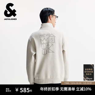 胶印图案休闲宽松半高领拉链卫衣 秋冬新款 杰克琼斯BSQ联名款 男装